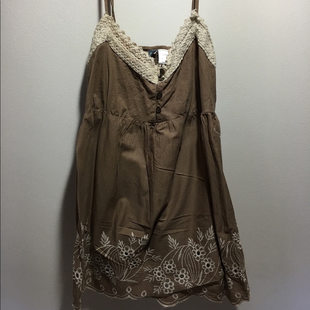 Evie embroidered crochet tank brown size 12
